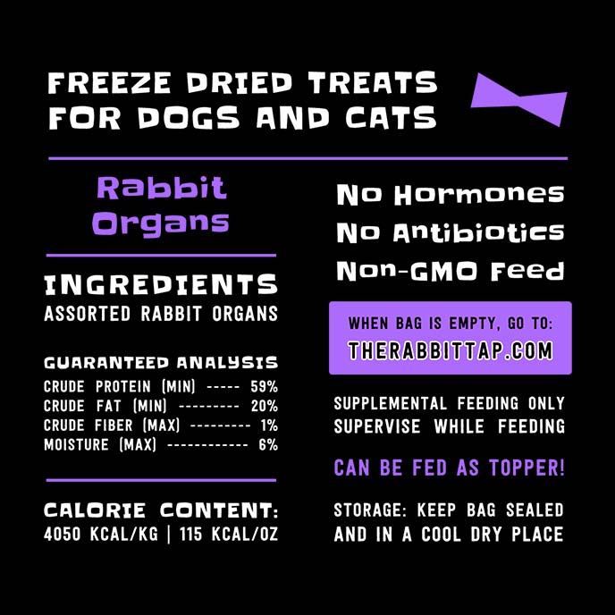 Rabbit Organs – Freeze-Dried Organ Treats for Dogs & Cats